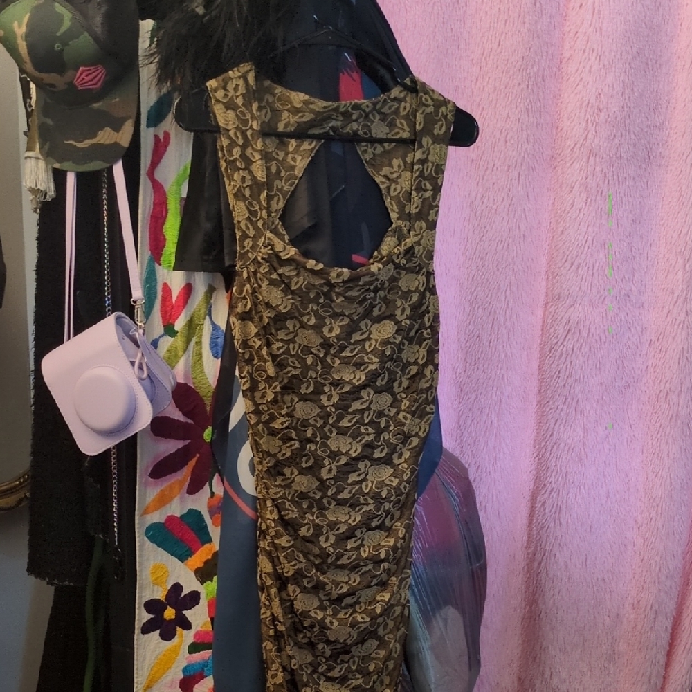 Free People Gold Floral Backless Dress